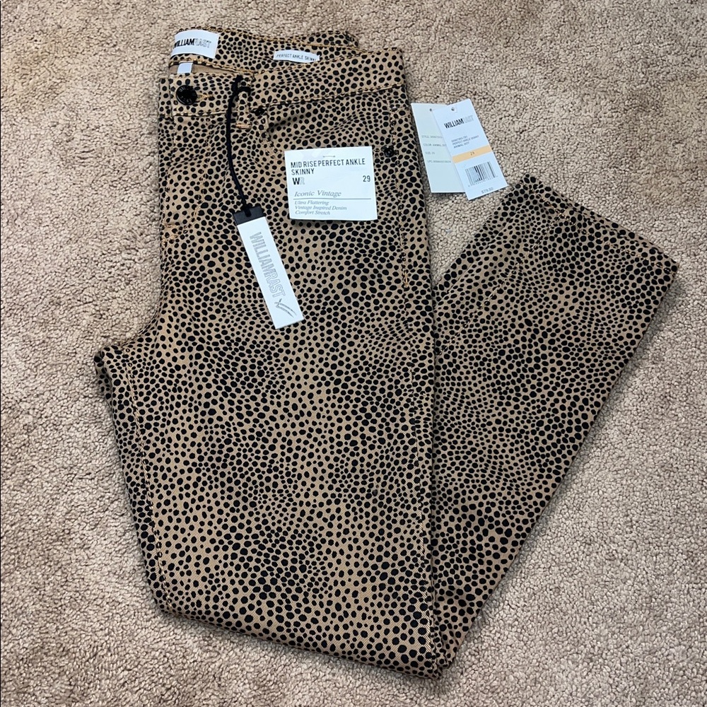 WILLIAMRAST Perfect Ankle Skinny Mid Rise Animal Dot Pants